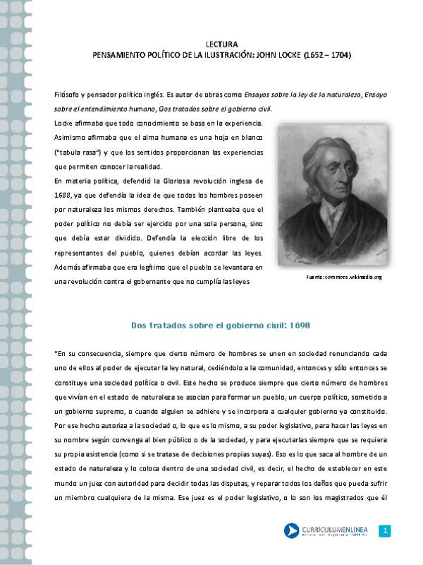 Pensamiento político de la Ilustración: John Locke