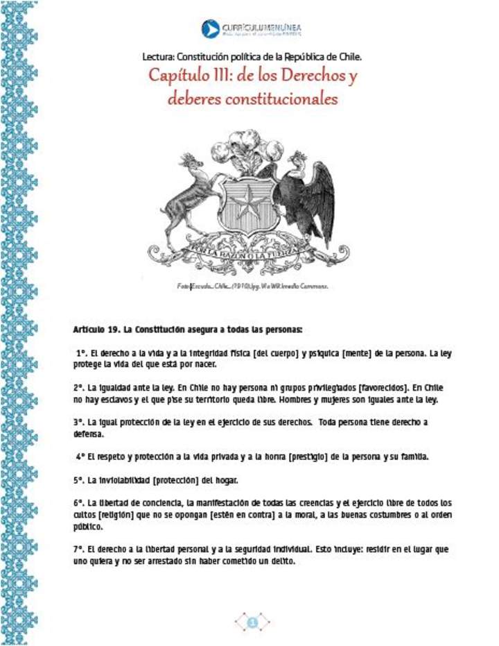 Constitución de Chile: De los Derechos y Deberes constitucionales